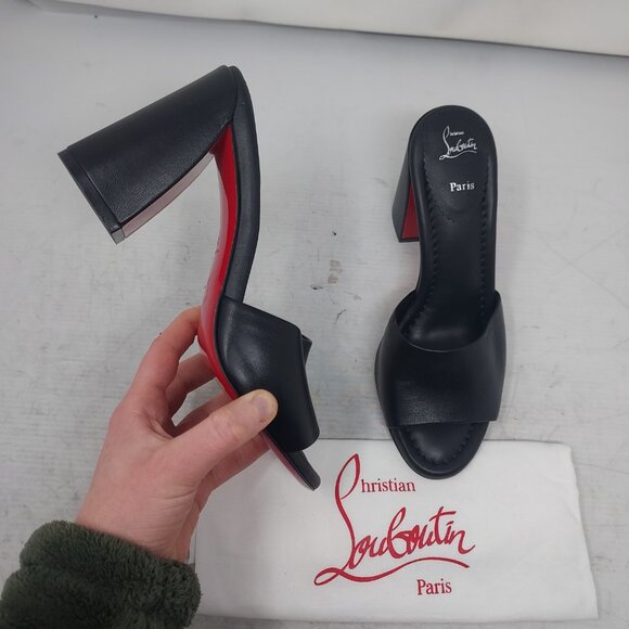 Christian Louboutin Black Jane Leather Heel Sandal - Picture 1 of 11